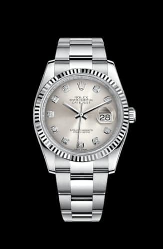Rolex Datejust 36 Stainless Steel Fluted / Oyster / Silver Diamond