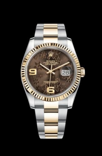 Rolex Datejust 36 Rolesor Yellow Fluted / Oyster / Bronze Floral