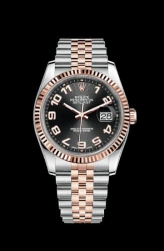 Rolex Datejust 36 Rolesor Everose Fluted / Jubilee / Black Arabic