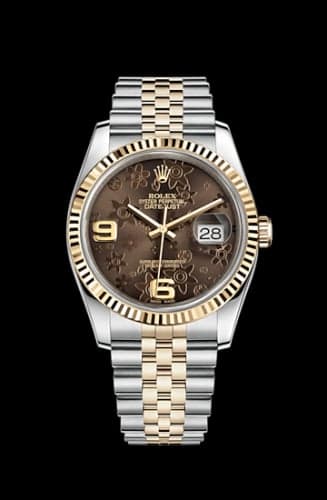 Rolex Datejust 36 Rolesor Yellow Fluted / Jubilee / Bronze Floral