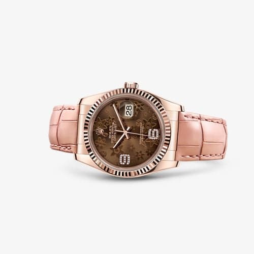 Rolex Datejust 36 Everose Strap Chocolate Floral