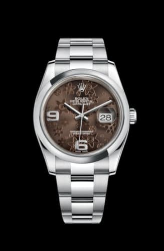 Rolex Datejust 36 Stainless Steel Domed / Oyster / Chocolate Floral