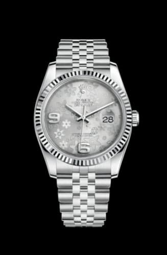 Rolex Datejust 36 Stainless Steel Fluted / Jubilee / Silver Floral