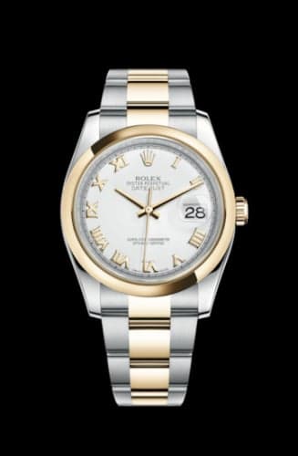 Rolex Datejust 36 Rolesor Yellow Domed / Oyster / White Roman