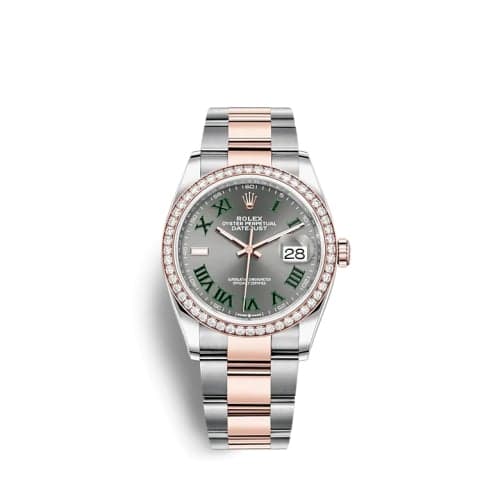 Rolex Datejust 36 Stainless Steel / Everose / Diamond / Slate - Roman / Oyster