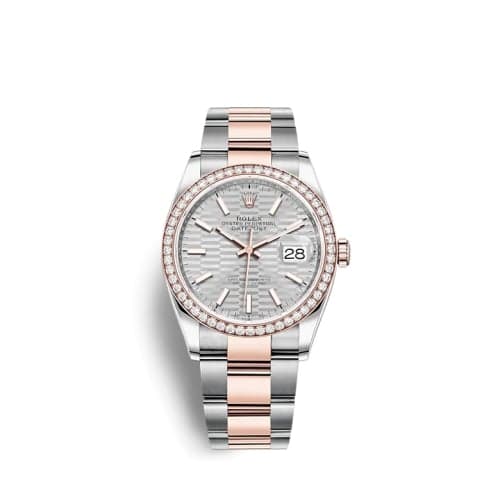 Rolex Datejust 36 Stainless Steel / Everose / Diamond / Silver - Fluted / Oyster