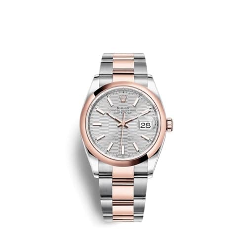 Rolex Datejust 36 Stainless Steel / Everose / Domed / Silver - Fluted / Oyster
