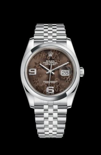 Rolex Datejust 36 Stainless Steel Domed / Jubilee / Chocolate Floral