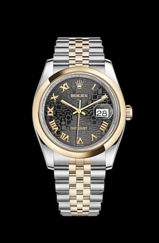 Rolex Datejust 36 Rolesor Yellow Domed / Jubilee / Black Computer Roman