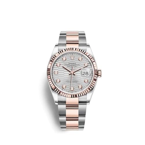 Rolex Datejust 36 Stainless Steel / Everose / Fluted / Silver - Fluted - Diamond / Oyster