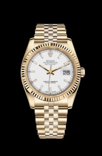 Rolex Datejust 36 Yellow Gold Fluted / Jubilee / White