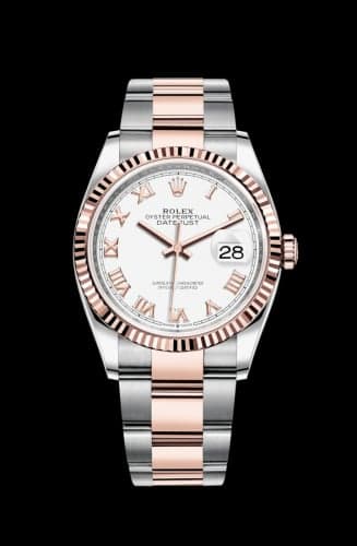Rolex Datejust 36 Stainless Steel / Everose / Fluted / White Roman / Oyster