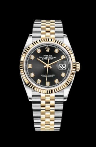 Rolex Datejust 36 Stainless Steel / Yellow Gold / Fluted / Black Diamond / Jubilee