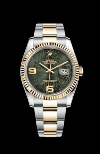 Rolex Datejust 36 Rolesor Yellow Fluted / Oyster / Green Floral