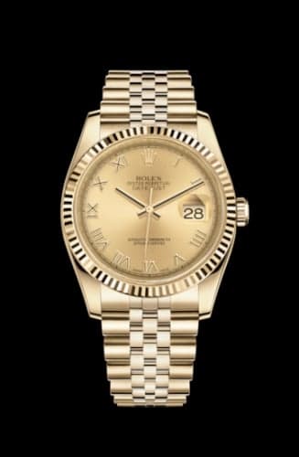 Rolex Datejust 36 Yellow Gold Fluted / Jubilee / Champagne Roman