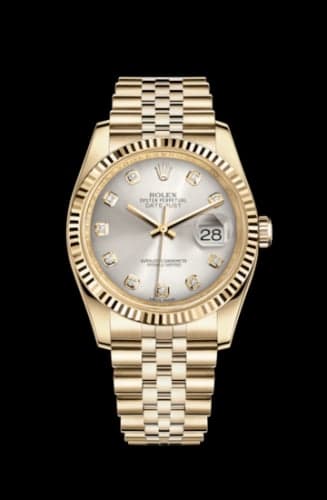 Rolex Datejust 36 Yellow Gold Fluted / Jubilee / Silver Diamonds