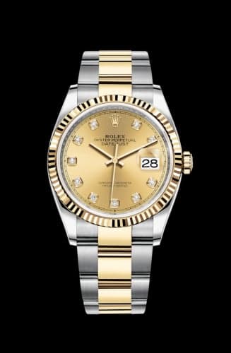 Rolex Datejust 36 Stainless Steel / Yellow Gold / Fluted / Champagne Diamond / Oyster