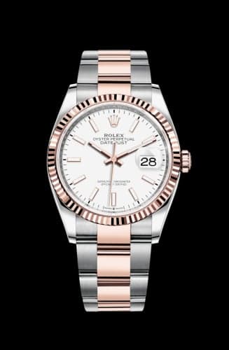 Rolex Datejust 36 Stainless Steel / Everose / Fluted / White / Oyster