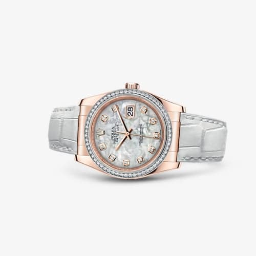 Rolex Datejust 36 Everose Strap White Mother of Pearl Diamonds