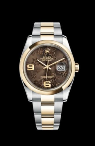 Rolex Datejust 36 Rolesor Yellow Domed / Oyster / Bronze Floral