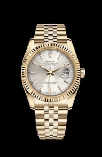 Rolex Datejust 36 Yellow Gold Fluted / Jubilee / Silver