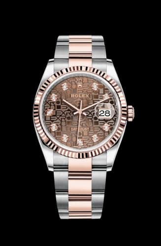 Rolex Datejust 36 Stainless Steel / Everose / Fluted / Chocolate Computer / Oyster