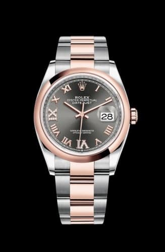 Rolex Datejust 36 Stainless Steel / Everose / Smooth / Slate Roman Diamond / Oyster