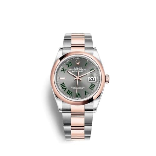 Rolex Datejust 36 Stainless Steel / Everose / Domed / Slate - Roman / Oyster