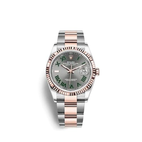 Rolex Datejust 36 Stainless Steel / Everose / Fluted / Slate - Roman / Oyster