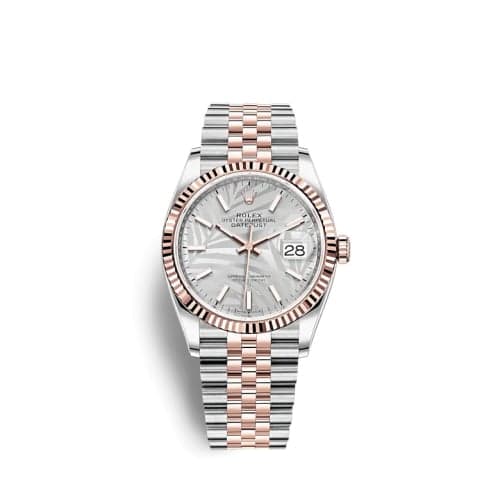 Rolex Datejust 36 Stainless Steel / Everose / Fluted / Silver - Palm / Jubilee