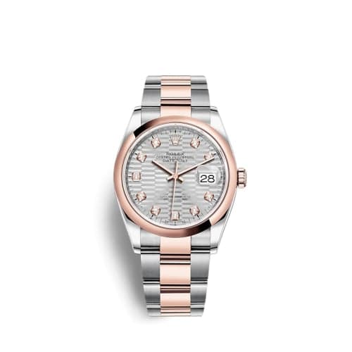 Rolex Datejust 36 Stainless Steel / Everose / Domed / Silver - Fluted - Diamond / Oyster
