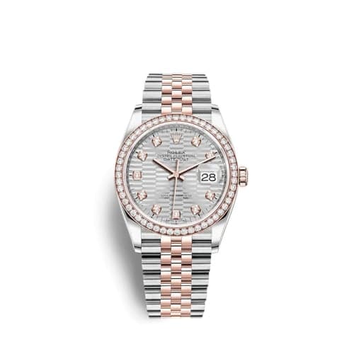 Rolex Datejust 36 Stainless Steel / Everose / Diamond / Silver - Fluted - Diamond / Jubilee