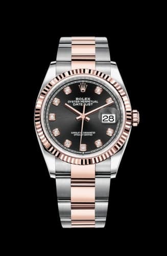 Rolex Datejust 36 Stainless Steel / Everose / Fluted / Black Diamond / Oyster