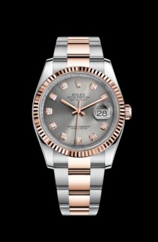 Rolex Datejust 36 Rolesor Everose Fluted / Oyster / Steel Diamonds