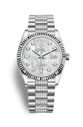 Rolex Day-Date 36 White Gold / Fluted / MOP-Diamond / President-Diamond