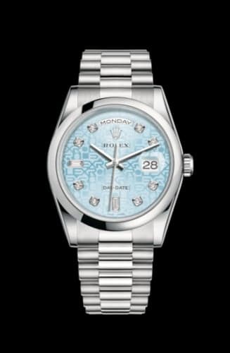 Rolex Day-Date 36 Platinum Domed / President / Ice Blue Computer