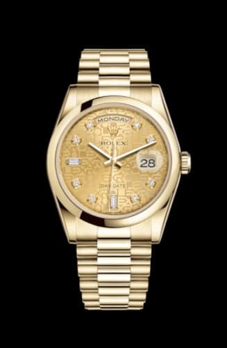 Rolex Day-Date 36 Yellow Gold Domed / President / Champagne Computer
