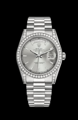Rolex Day-Date 36 White Gold Diamonds / President / Silver