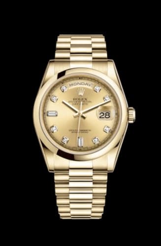 Rolex Day-Date 36 Yellow Gold Domed / President / Champagne Diamond