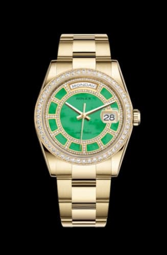Rolex Day-Date 36 Yellow Gold Diamonds / Oyster / Green Jade Carousel