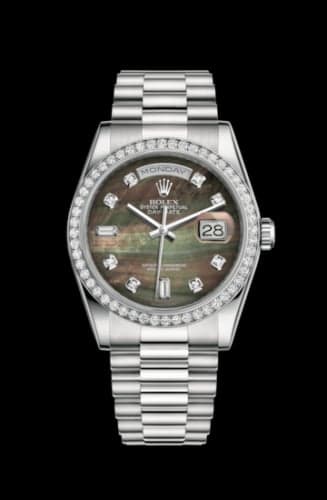 Rolex Day-Date 36 Platinum Diamonds / President / Black MOP