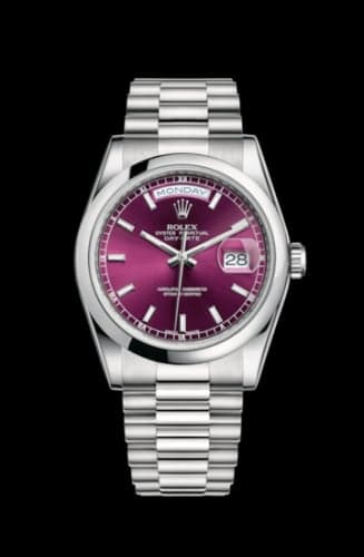 Rolex Day-Date 36 Platinum Domed / President / Cherry