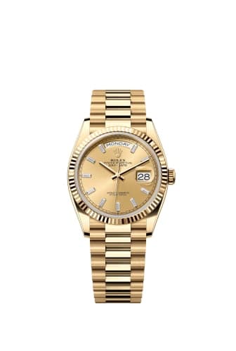Rolex Day-Date 36 Yellow Gold / Fluted / Champagne - Baguette / President
