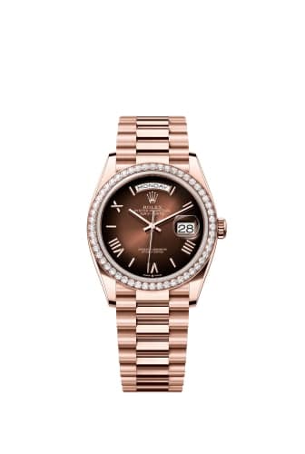 Rolex Day-Date 36 Everose Gold - Fluted / Brown Ombré - Roman / President