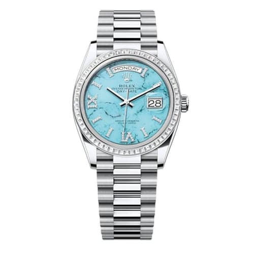 Rolex Day-Date 36 Platinum - Baguette / Turquoise / President