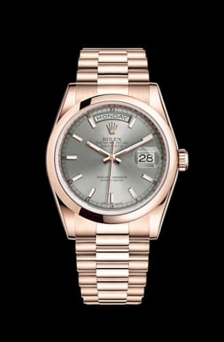 Rolex Day-Date 36 Everose Domed / President / Rhodium