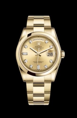 Rolex Day-Date 36 Yellow Gold Domed / Oyster / Champagne Diamond