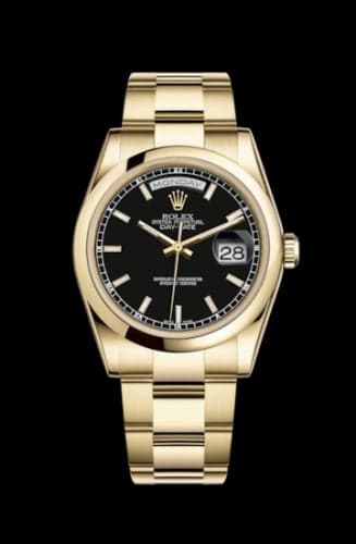 Rolex Day-Date 36 Yellow Gold Domed / Oyster / Black