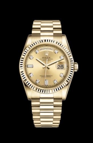 Rolex Day-Date 36 Yellow Gold Fluted / President / Champagne Diamonds