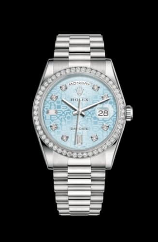 Rolex Day-Date 36 Platinum Diamonds / President / Ice Blue Computer